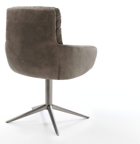 DELIFE Jedálenská stolička Abelia-Flex s opierkami mikrovlákno taupe vintage podstava grafit 360° otočná hojdacia funkcia