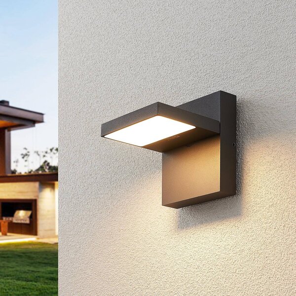 Lucande LED vonkajšie nástenné svietidlo Silvan, antracit, IP65, 14 cm