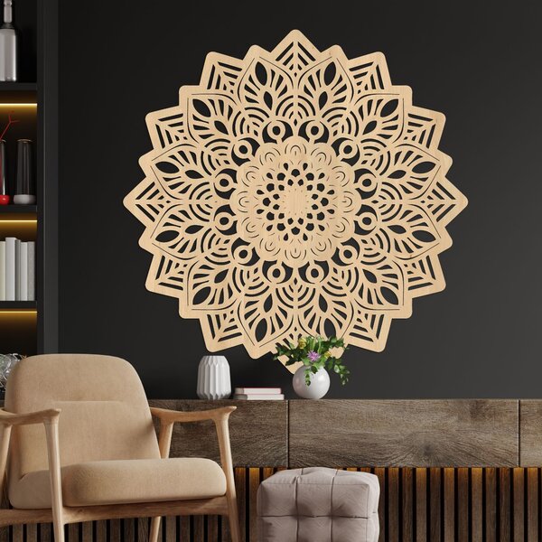 Drevený obraz na stenu mandala v tvare slnka - IGNEUS: HDF - Javor 20 cm 4525-99574 HDF0319-B