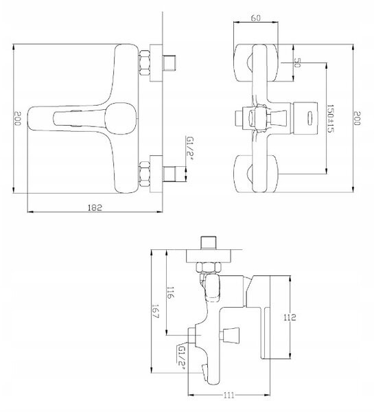 Invena Trend, vaňová batéria s bodovou ručnou sprchovou súpravou, medená matná, INV-BW-02-014-V