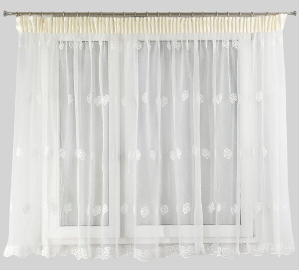 EUROFIRANY záclona s ozdobnou čipkou 400 cm x 65 cm biela 100 % polyester