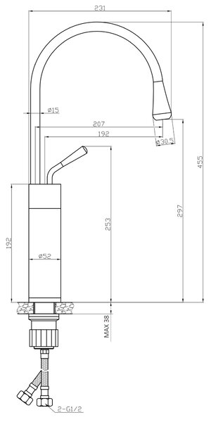 Invena Stone, vysoká umývadlová batéria h-455, biela-medená, INV-BU-33-W18-V