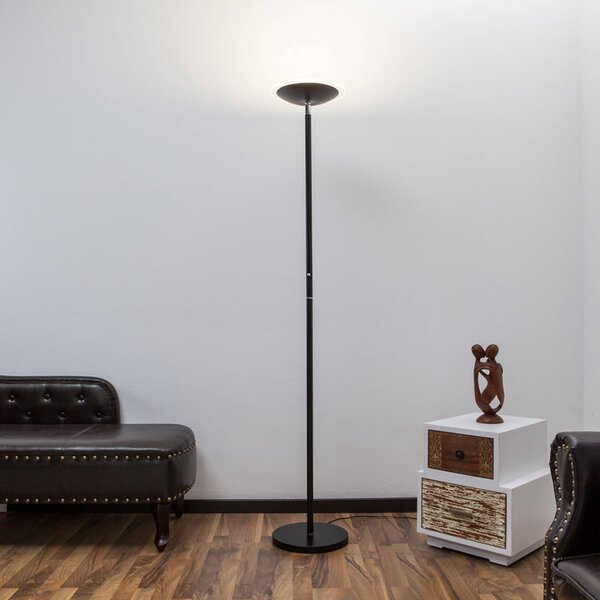 LED stojacia lampa Lindby Malea, čierna, kovová, stmievateľná, 180 cm, Čierna, Obývacia izba / jedáleň, kov, Moderný, Zemné bodové svetlo