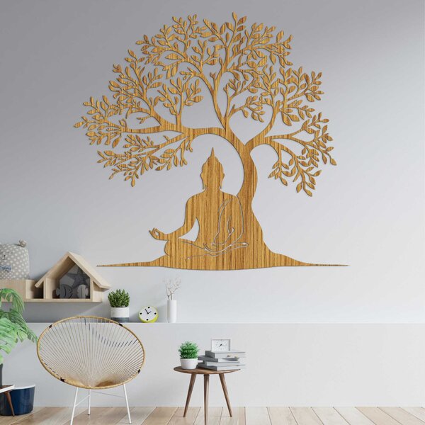 Drevený obraz strom života a Budha - MOTERO: HDF - Javor 40 cm 4531-100180 HDF0546