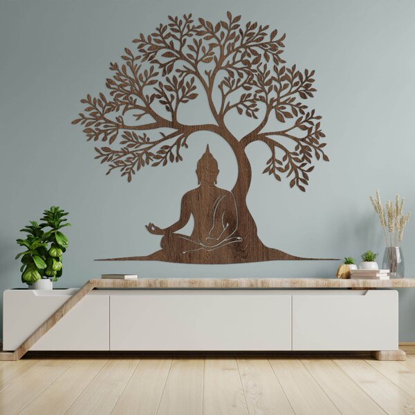 Drevený obraz strom života a Budha - MOTERO: HDF - Javor 40 cm 4531-100180 HDF0546