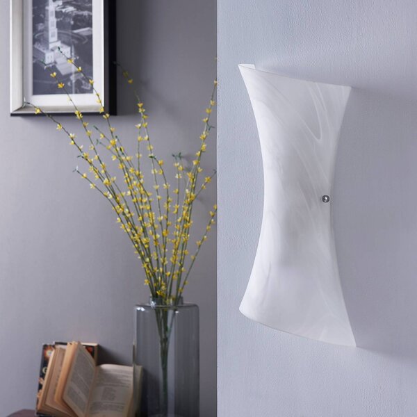 Lindby Nástenné svietidlo Ebba, výška 39 cm, biely alabaster, sklo, Biela / opálová, Chodba, kov, Moderný, Nástenné svetlá
