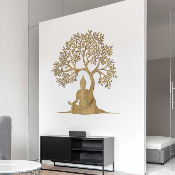 Drevený obraz strom života a Budha - MOTERO: HDF - Javor 40 cm 4531-100180 HDF0546