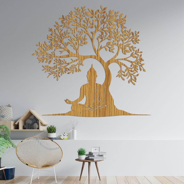 Drevený obraz strom života a Budha - MOTERO: HDF - Javor 40 cm 4531-100180 HDF0546