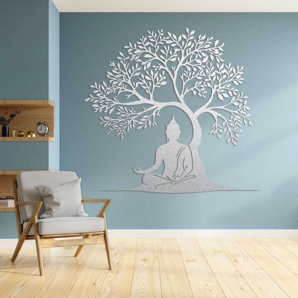 Drevená dekorácia Budha a strom života - MEARNE: Preglejka Topoľ - Honey 3071 40 cm 4530-100234 PR0546