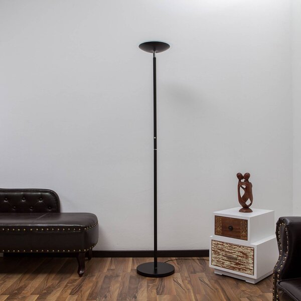 LED stojacia lampa Lindby Malea, čierna, kovová, stmievateľná, 180 cm, Čierna, Obývacia izba / jedáleň, kov, Moderný, Zemné bodové svetlo