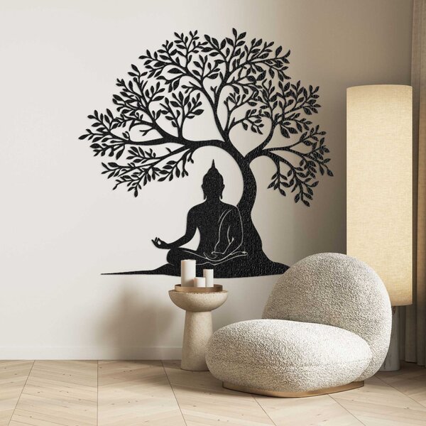 Drevený obraz strom života a Budha - MOTERO: HDF - Javor 40 cm 4531-100180 HDF0546