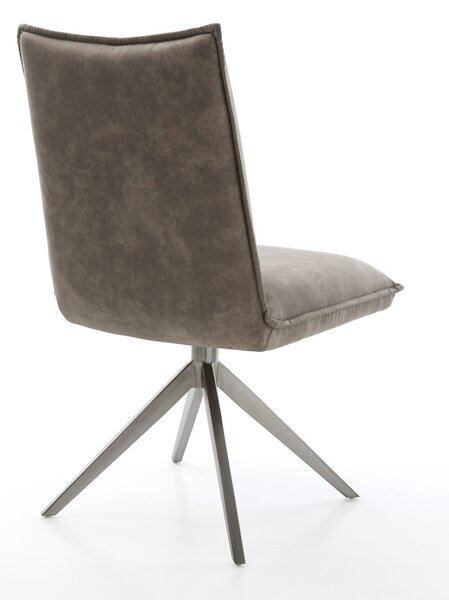 DELIFE Otočná jedálenská stolička Lelio-Flex mikrovlákno taupe vintage krížová podstava široká grafitová 360° otočná hojdacia funkcia vrecková pružina