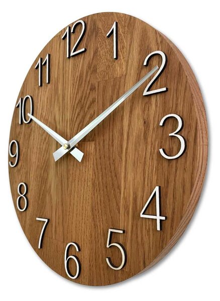 Nástenné hodiny z masívneho dubu minimalistický dizajn | UNITARIY: HDF - Biela 30 cm 4538-100851 MAS016-OSMO-3072-heads-silver