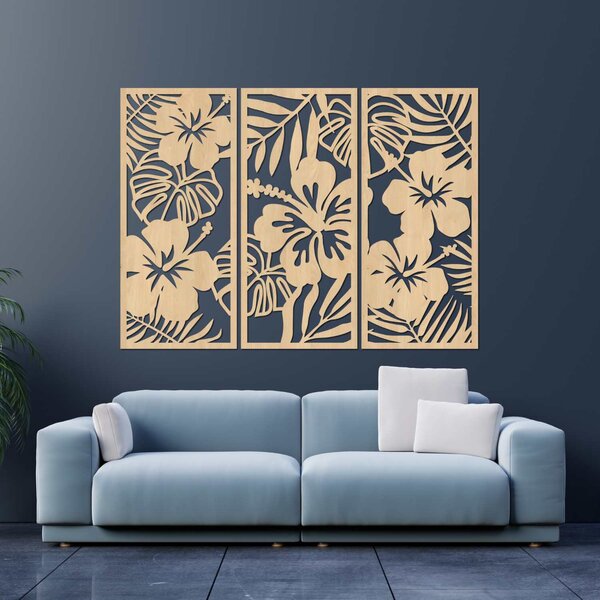 Drevený obraz tropické kvety | UBRALA: HDF - Javor 60 x 45 cm 4542-101006 HDF0530