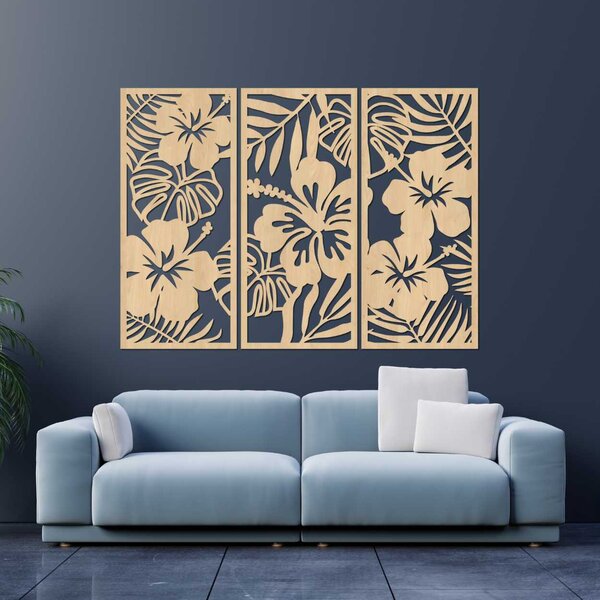 Drevený obraz tropické kvety | UBRALA: HDF - Javor 60 x 45 cm 4542-101006 HDF0530