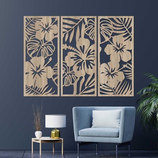 Drevený obraz tropické kvety | UBRALA: HDF - Javor 60 x 45 cm 4542-101006 HDF0530