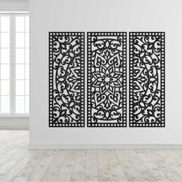 Nástenná dekorácia trojdielny panel mandala | AURELIA: Preglejka Topoľ - Honey 3071 60 x 45 cm 4544-101104 PR0514-A