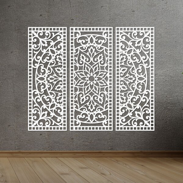 Nástenná dekorácia trojdielny panel mandala | AURELIA: Preglejka Topoľ - Honey 3071 60 x 45 cm 4544-101104 PR0514-A