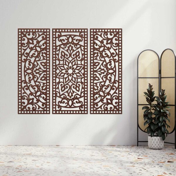 Nástenná dekorácia trojdielny panel mandala | AURELIA: Preglejka Topoľ - Honey 3071 60 x 45 cm 4544-101104 PR0514-A