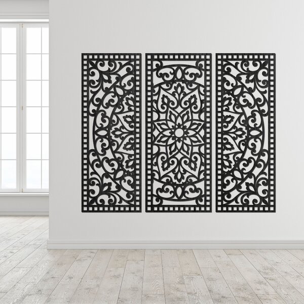 Nástenná dekorácia trojdielny panel mandala | AURELIA: Preglejka Topoľ - Honey 3071 60 x 45 cm 4544-101104 PR0514-A