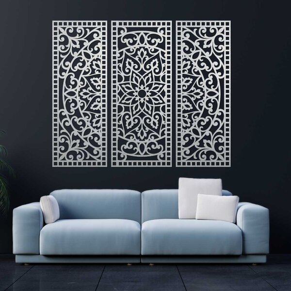 Nástenná dekorácia trojdielny panel mandala | AURELIA: Preglejka Topoľ - Honey 3071 60 x 45 cm 4544-101104 PR0514-A