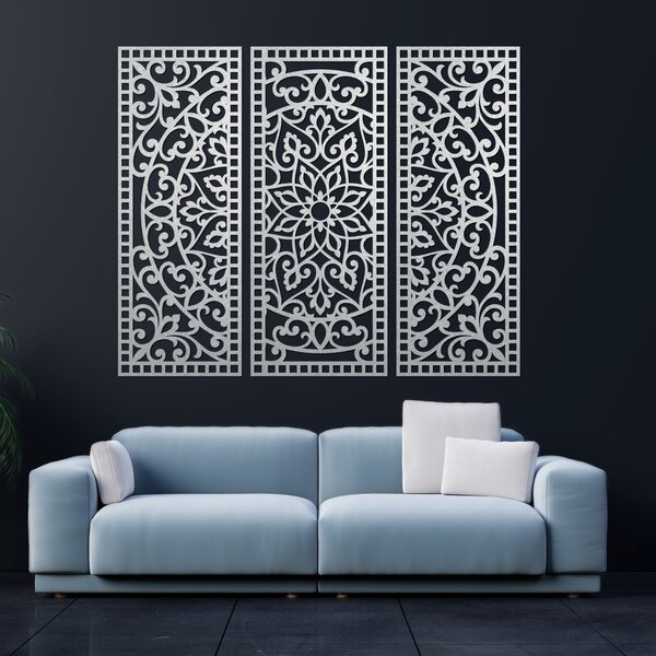 Nástenná dekorácia trojdielny panel mandala | AURELIA: Preglejka Topoľ - Honey 3071 60 x 45 cm 4544-101104 PR0514-A