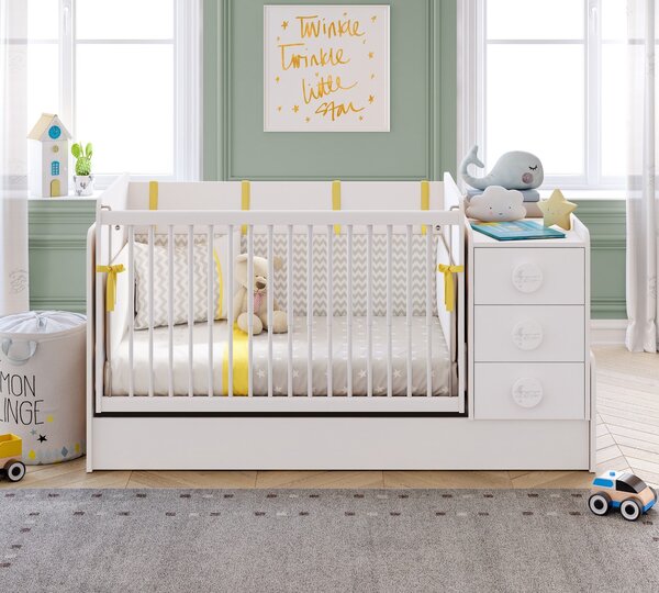 Cilek Rastúca hojdacia postieľka s prebaľovacím pultom Baby Cotton