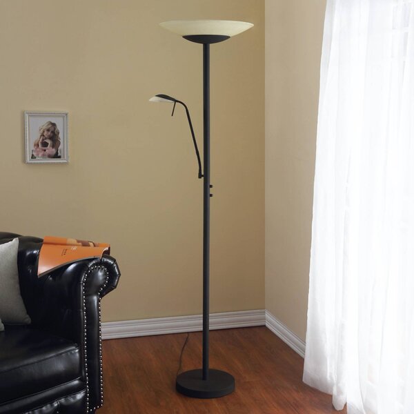 LED stojacia lampa Lindby Ragna, na citanie, tmavohnedá, stmievateľná, Hnedá / hrdzavá, Obývacia izba / jedáleň, kov, Moderný, Zemné bodové svetlo