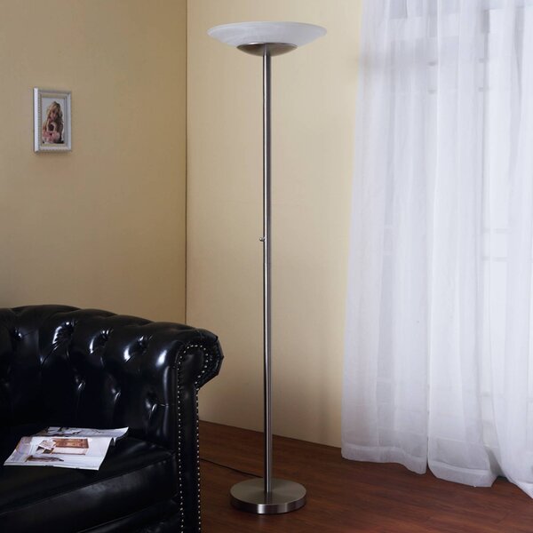 LED stojacia lampa Lindby Ragna, nikl, kov, stmievateľné, Hliník / sivá / zinok, Obývacia izba / jedáleň, Sklo, Moderný, Zemné bodové svetlo