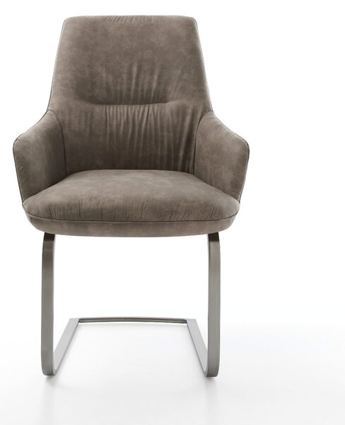 DELIFE Jedálenská stolička Zelia-Flex s opierkami mikrovlákno taupe vintage jedálenská stolička plochá grafit vrecková pružina