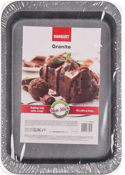 Banquet Plech s nepriľnavým povrchom Granite s vekom, 42 x 29 x 4,5 cm