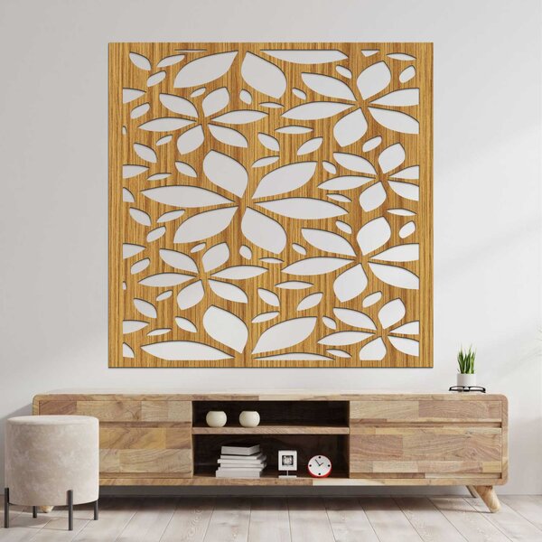 Drevený kvetinový obraz štvorec | BOTANICA: HDF - Javor 30 cm 4560-102276 HDF0281