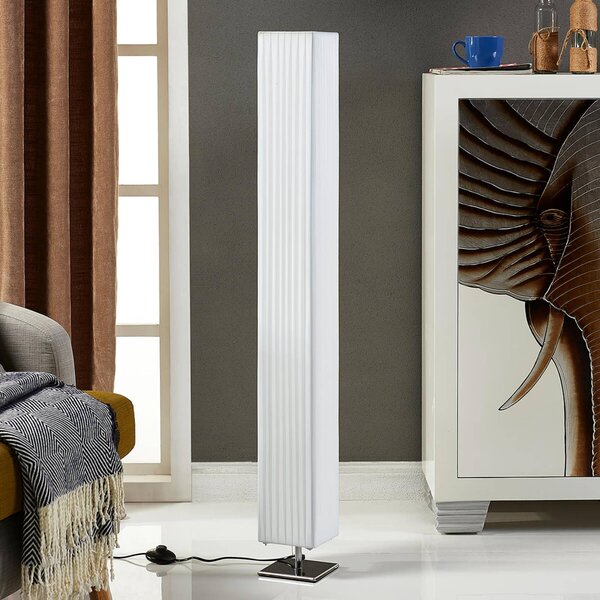 Lindby Stojacia lampa Janno, biela, textil, kov, 120 cm, E27, Biela / opálová, Obývacia izba / jedáleň, Textil / látka / hodváb, Moderný, Stojacie svietidlo
