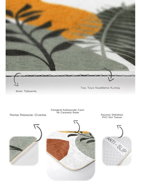 Zelené zamatové kúpeľňové predložky v súprave 2 ks 60x100 cm Illustrated Autumn – Mila Home