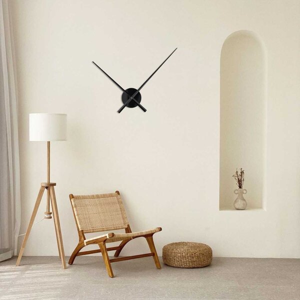 Moderné dizajnové nástenné hodiny - PORIA: Farba čierna RAL 9005 S 4582-103977 CLOCK-HANDS-LARGE-METAL