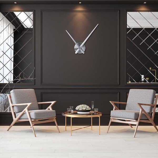 Moderné dizajnové nástenné hodiny - PORIA: Farba čierna RAL 9005 S 4582-103977 CLOCK-HANDS-LARGE-METAL