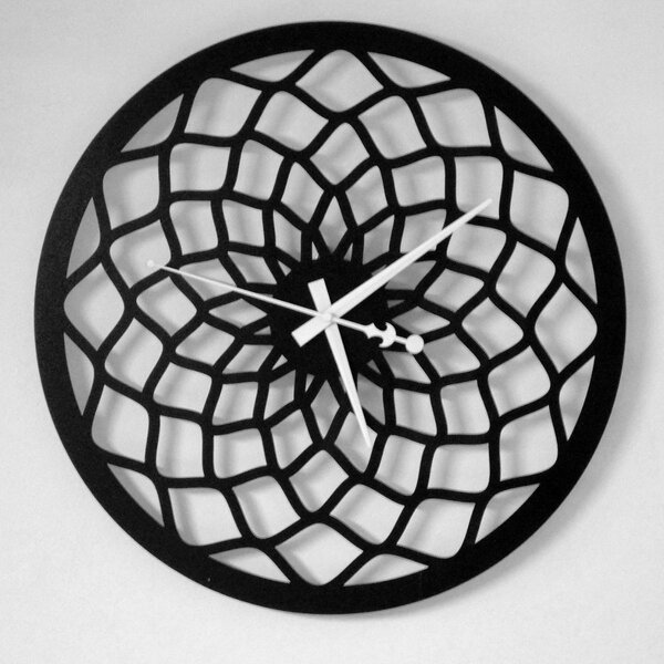 Moderné geometrické nástenné hodiny – SAMBO: Čierna Ral 9005 Čierne ručičky 30 cm 4588-105546 X0093