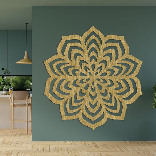 Dekorácia na stenu mandala motív rozkvitnutého kvetu - NIOS: Preglejka Topoľ - bez povrchovej úpravy 30 cm 4592-105823 PR0558