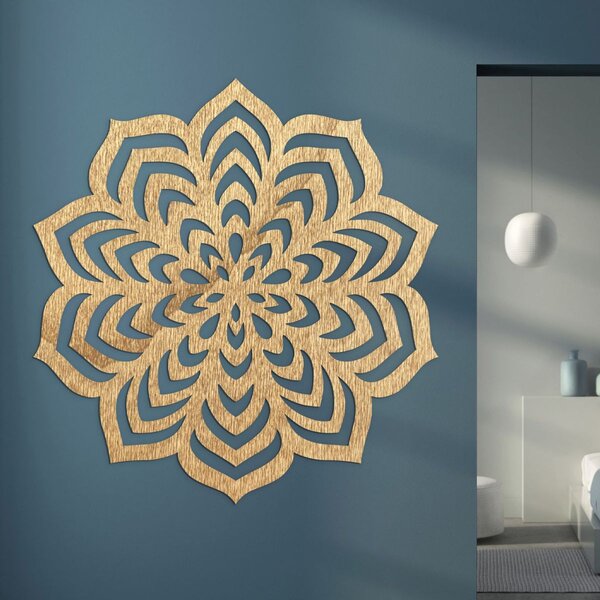 Dekorácia na stenu mandala motív rozkvitnutého kvetu - NIOS: Preglejka Topoľ - bez povrchovej úpravy 30 cm 4592-105823 PR0558