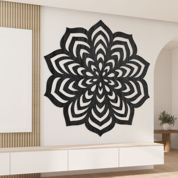 Dekorácia na stenu mandala motív rozkvitnutého kvetu - NIOS: Preglejka Topoľ - bez povrchovej úpravy 30 cm 4592-105823 PR0558