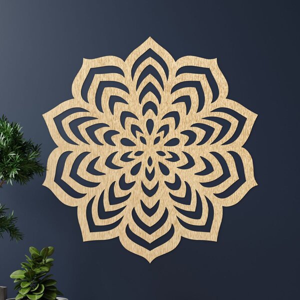 Dekorácia na stenu mandala motív rozkvitnutého kvetu - NIOS: Preglejka Topoľ - bez povrchovej úpravy 30 cm 4592-105823 PR0558