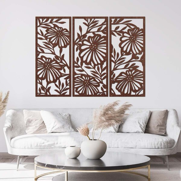 Trojdielny drevený obraz na stenu s kvetinovým motívom | AMFIL: Preglejka Topoľ - Honey 3071 57 x 67 cm 4594-106213 PR0532