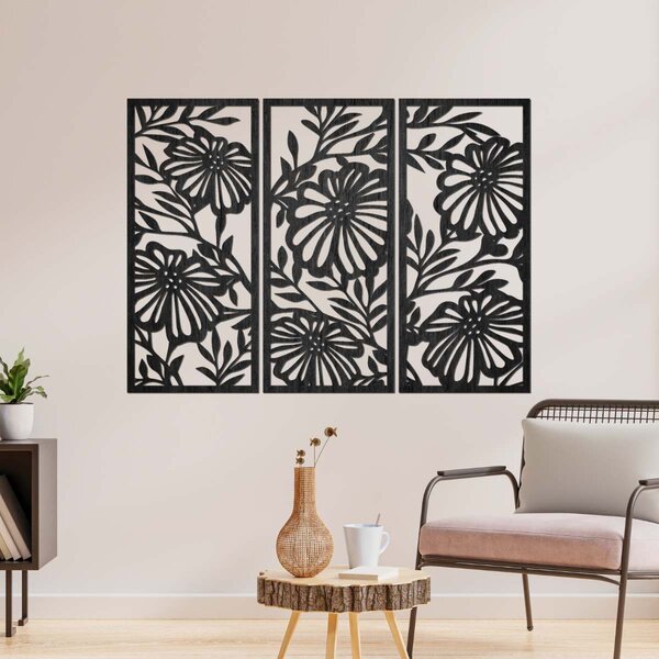 Trojdielny drevený obraz na stenu s kvetinovým motívom | AMFIL: Preglejka Topoľ - Honey 3071 57 x 67 cm 4594-106213 PR0532