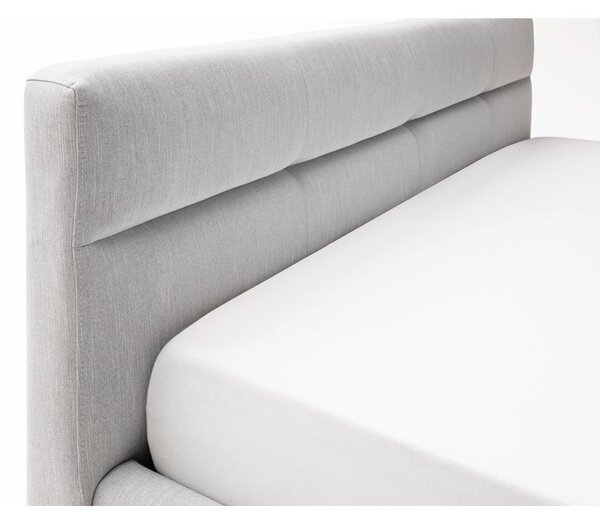 Svetlosivá čalúnená dvojlôžková posteľ s úložným priestorom s roštom 160x200 cm Lotte – Meise Möbel