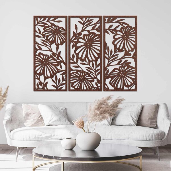 Trojdielny drevený obraz na stenu s kvetinovým motívom | AMFIL: Preglejka Topoľ - Honey 3071 57 x 67 cm 4594-106213 PR0532