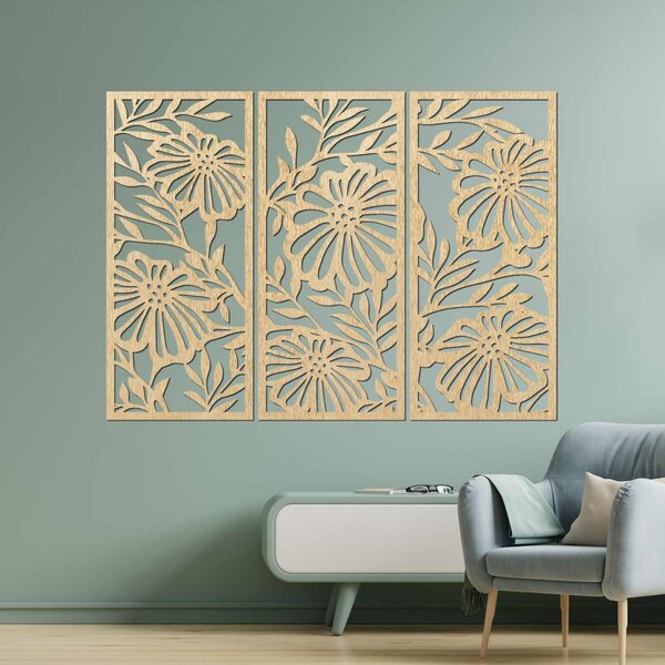 Trojdielny drevený obraz na stenu s kvetinovým motívom | AMFIL: Preglejka Topoľ - Honey 3071 57 x 67 cm 4594-106213 PR0532