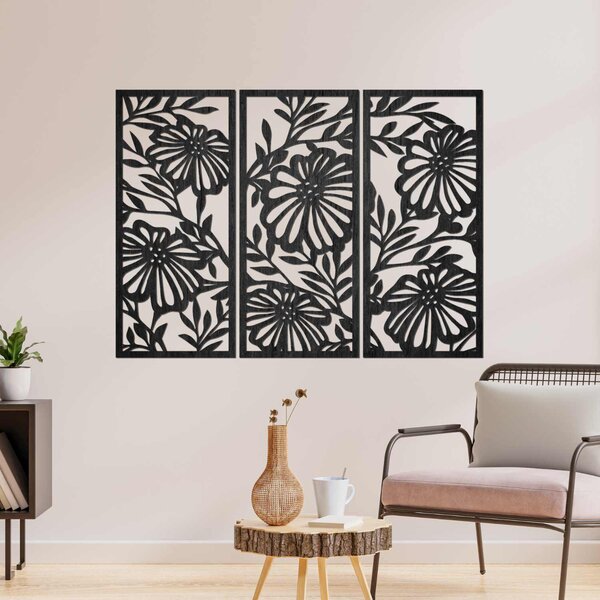 Trojdielny drevený obraz na stenu s kvetinovým motívom | AMFIL: Preglejka Topoľ - Honey 3071 57 x 67 cm 4594-106213 PR0532