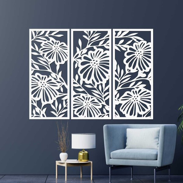 Drevený trojdielny obraz s kvetinovým motívom | RUIOP: HDF - Javor 57 x 67 cm 4600-106945 HDF0532
