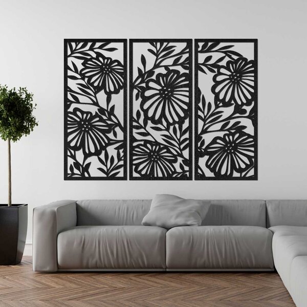 Drevený trojdielny obraz s kvetinovým motívom | RUIOP: HDF - Javor 57 x 67 cm 4600-106945 HDF0532