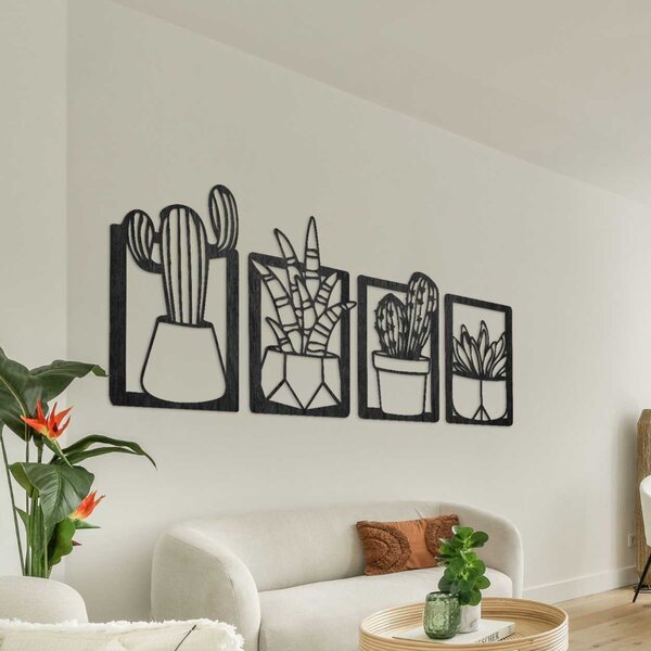 Štvordielny obraz na stenu kaktusy a sukulenty - KOFEN: Preglejka Topoľ - Honey 3071 50 x 20 cm 4603-107197 PR0402-A-B-C-D